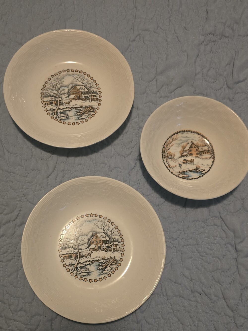 Sakura Winter Scenary Japan Rare Vintage Soup And Salad Bowls
